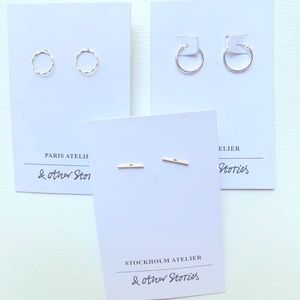 ✨ NWT & Other Stories EARRINGS 3 pairs Stu…
